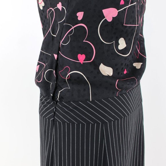 Moschino Sleeveless Heart Stripe Design Mini Dress 42 Tie Shoulder Silk Wool M - Picture 5 of 8